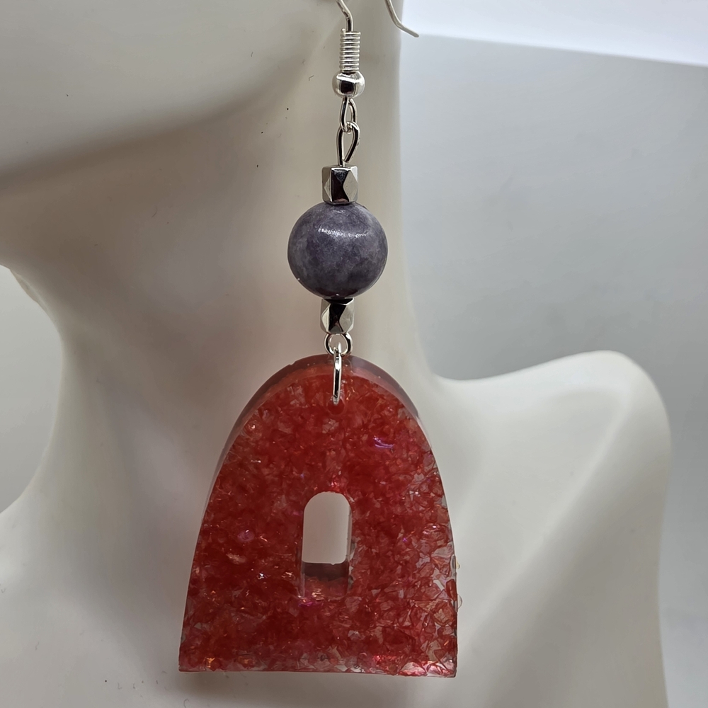 Red Resin Drop Earrings